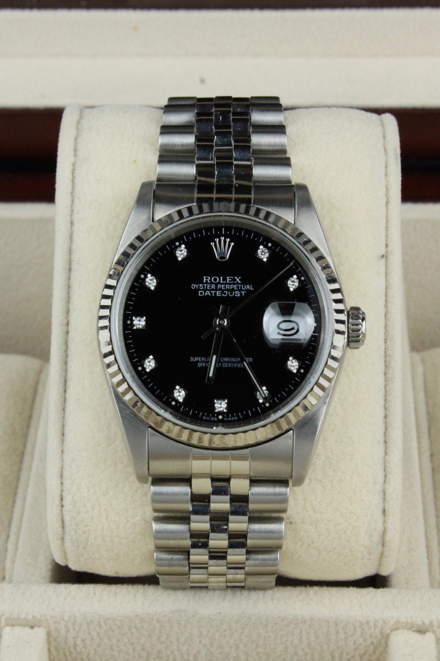 Rolex Oyster Perpetual Datejust 16234 Black Diamond Dot Dial