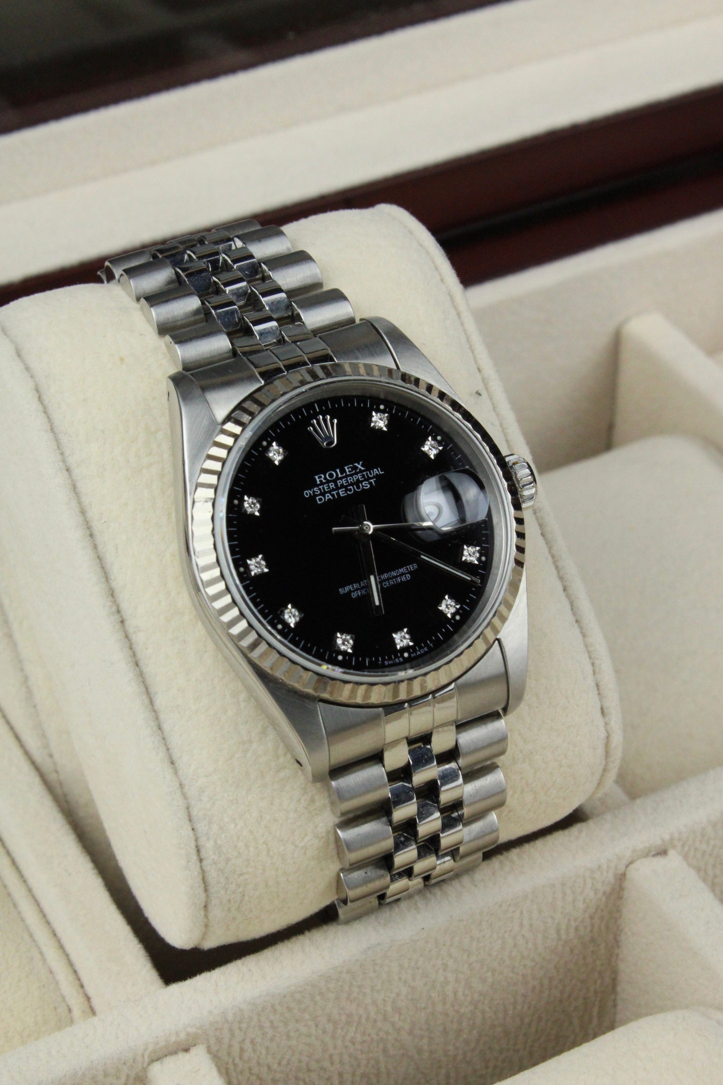 Rolex Oyster Perpetual Datejust 16234 Black Diamond Dot Dial